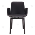 Black genuine leather Ventura armchair